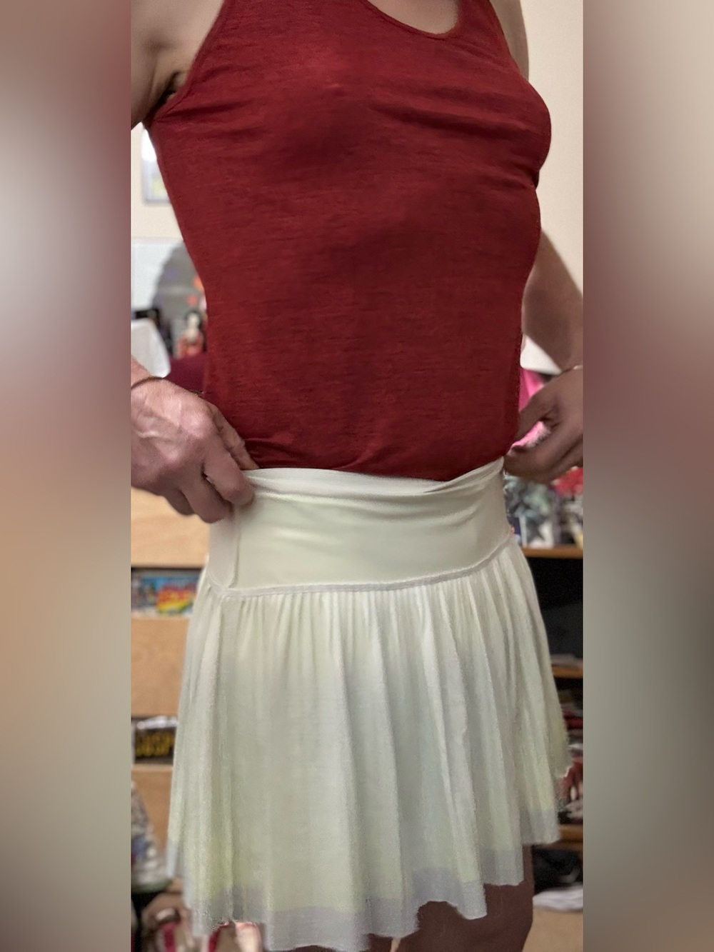 Lucky in Love x K Swiss Cream A-Line Gathered Waist Skirt Large
